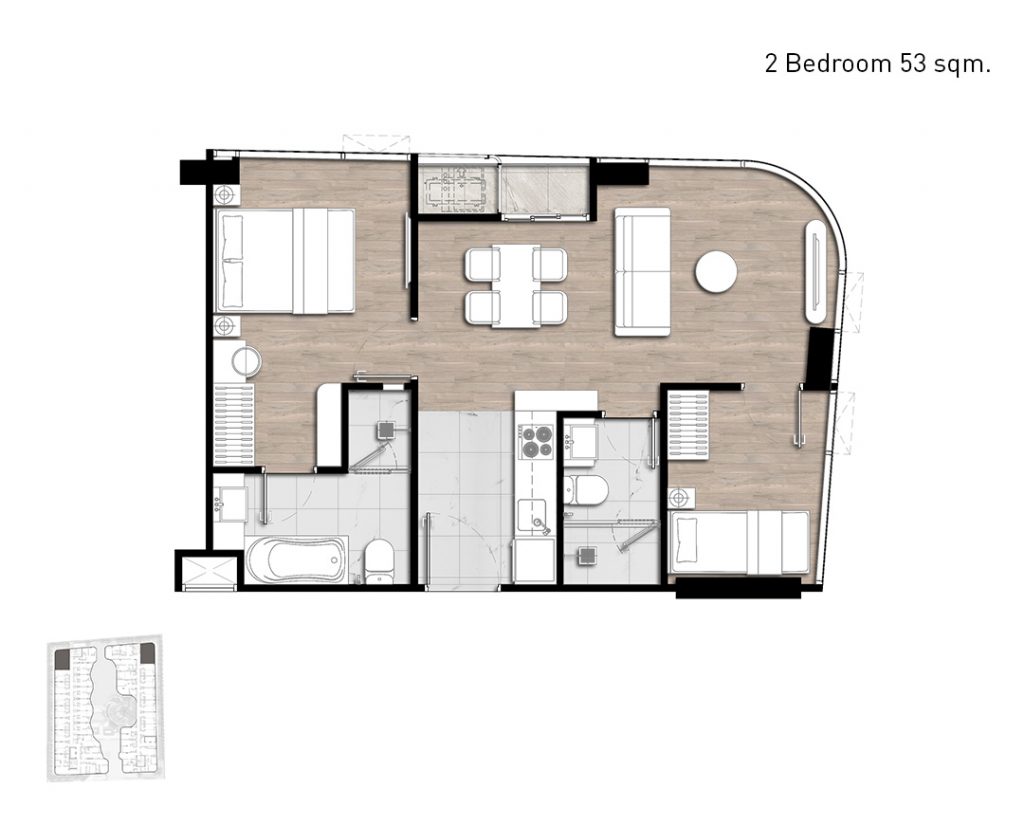 2 BEDROOM 53 SQM.