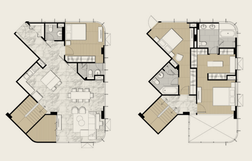 Duplex 3 Bedrooms Type D-A 7th - 8th Floor 158.50 sq.m.