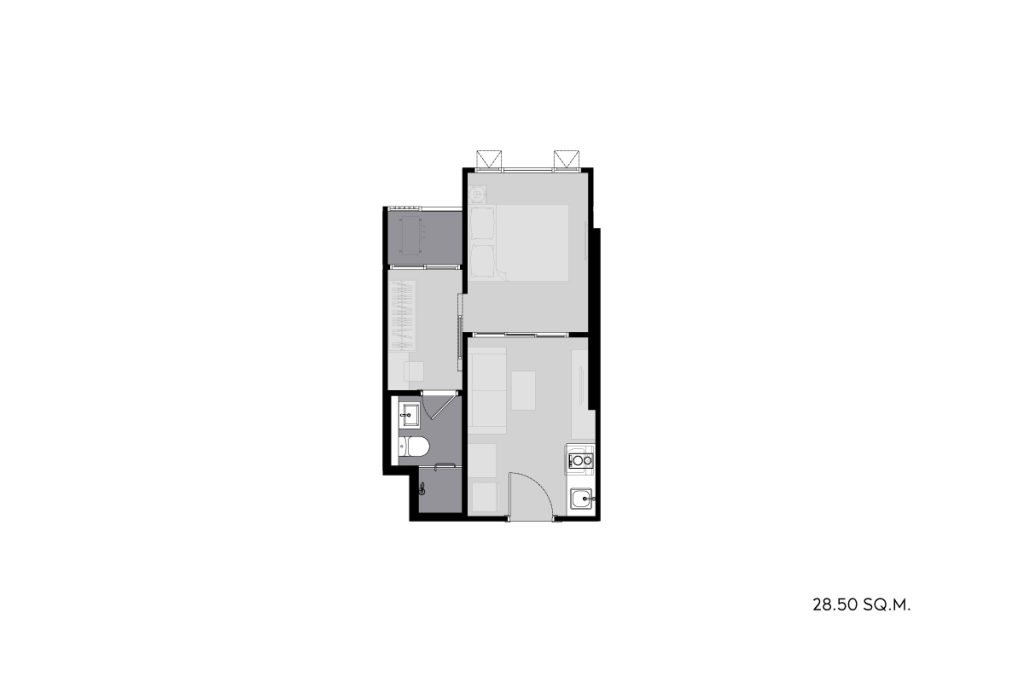 B One Bedroom 28.50 sq.m.