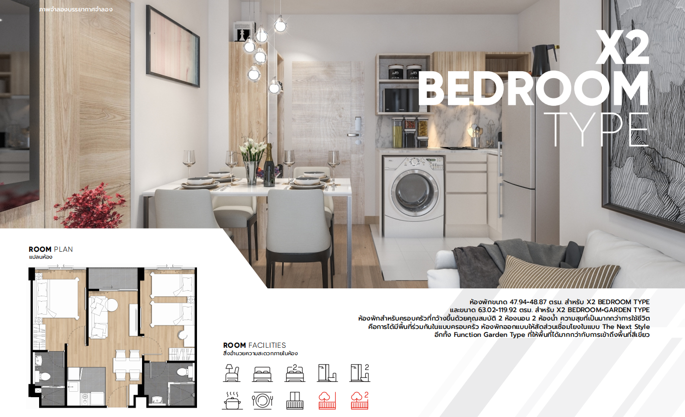 X2 BEDROOM TYPE 47.94-48.87 SQ.M.