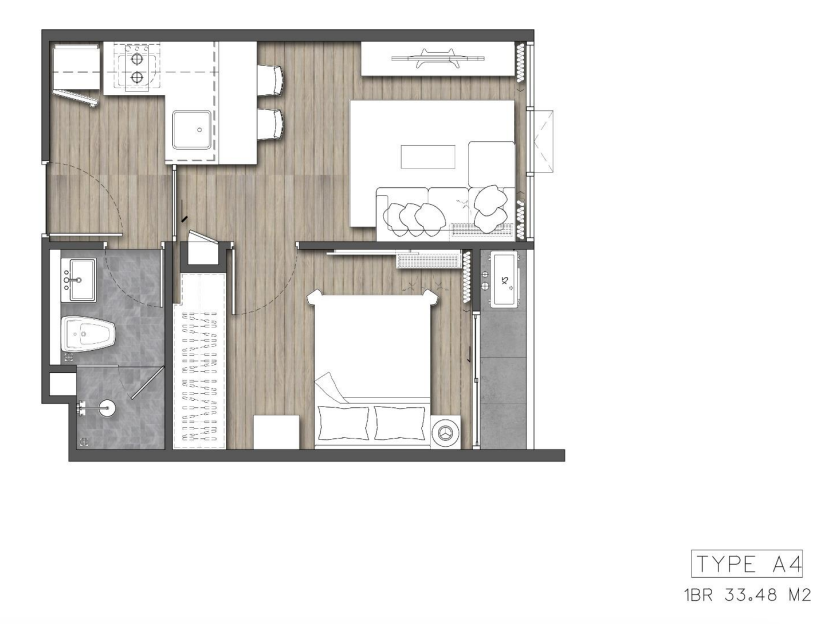 Type A4 1BR 33.48 M2