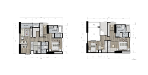Type M : Below 53.50 SQ.M. | Upper 40.30 SQ.M. - 3 Bedrooms | 3 Bathrooms | 1 Walk-in Closet