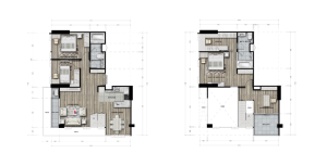 Type N : Below 76.30 SQ.M. | Upper 53.10 SQ.M. - 3 Bedrooms | 3 Bathrooms | 1 Walk-in Closet