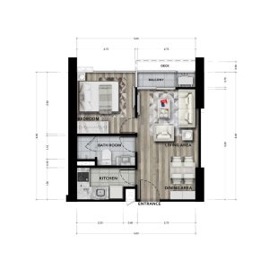 Type A1 : 33.80 SQ.M - 1 Bedroom | 1 Bathroom