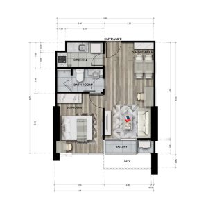 Type B : 39.80 SQ.M - 1 Bedroom | 1 Bathroom