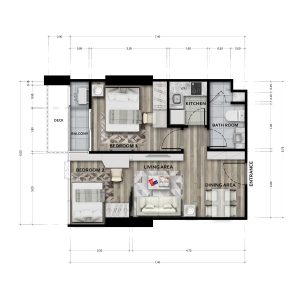 Type E : 43.40 SQ.M. - 2 Bedrooms | 1 Bathroom
