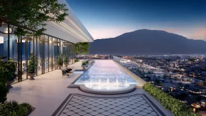 The Astra 3 exterior Swimming pool