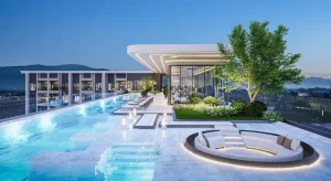 The Astra 3 exterior Swimming pool