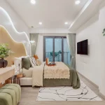 ห้องนอนสไตล์มินิมอล พร้อมมุมโต๊ะเครื่องแป้ง คอนโดศุภาลัย เซนส์ ภูเก็ต