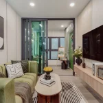 การตกแต่งภายในห้องนั่งเล่น คอนโด Supalai Sense เขารัง ภูเก็ต
